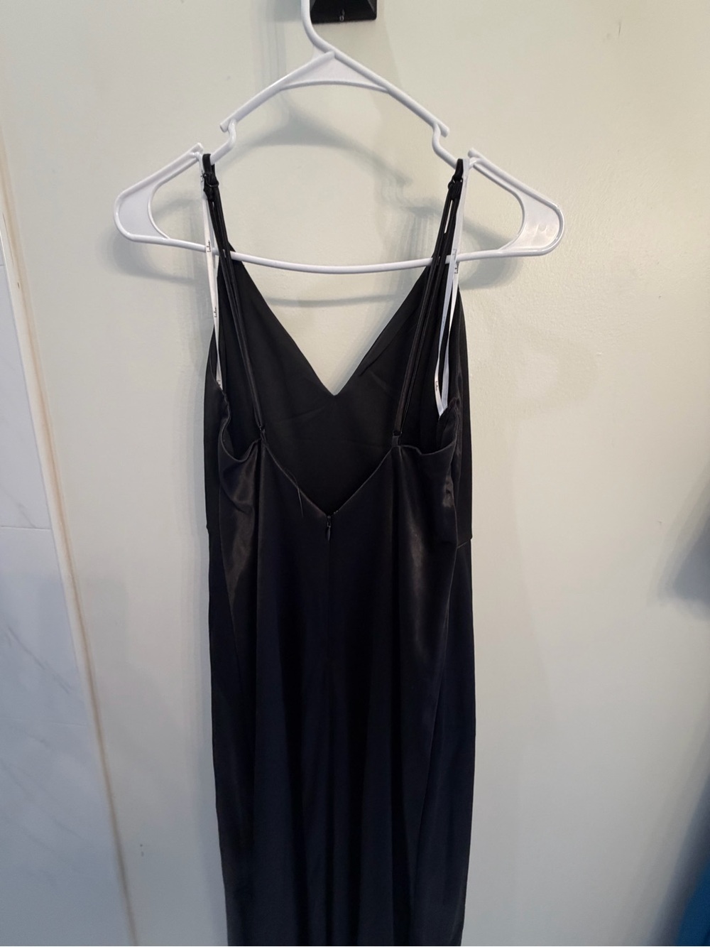 Lulus Sultry Sophistication Black Satin Backless Maxi Dress Size Large - Picture 10 of 12